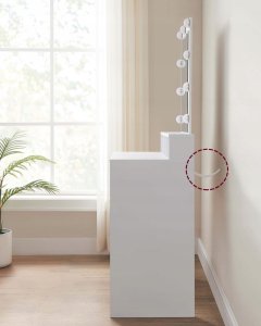 Vasagle Toaletka, Oświetlenie Led Z Regulowaną Jasnością, Toaletka Z Lustrem, 2 Szuflady I 3 Przegródki, Kosmetyczka, Nowoczesna, Biała 4