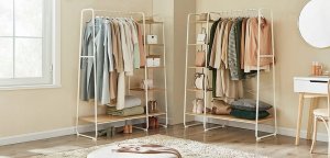 Tectake Wieszak Na Ubrania, Wieszak Na Płaszcze, 45 X 120 X 160 Cm, Wieszak Na Ubrania Z Drążkiem Na Ubrania, Stojak Na Buty, Otwarta Sz 11