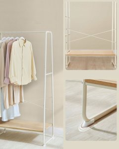 Tectake Wieszak Na Ubrania, Wieszak Na Płaszcze, 45 X 120 X 160 Cm, Wieszak Na Ubrania Z Drążkiem Na Ubrania, Stojak Na Buty, Otwarta Sz 5