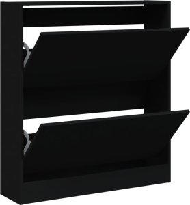 vidaXL Szafka na buty, czarna, 80x21x87,5 cm, materiał drewnopochodny 2