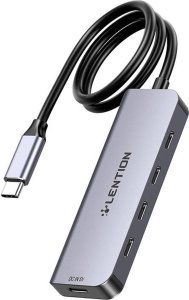 HUB USB RayCue Hub 5w1 Lention USB-C do 4x USB-C 5Gbps + USB-C 5V-IN 15W (szary) 1