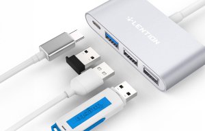 HUB USB WiWU Hub 4w1 Lention USB-C do USB 3.0 + 2x USB 2.0 + USB-C (srebrny) 4