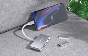 HUB USB WiWU Hub 4w1 Lention USB-C do USB 3.0 + 2x USB 2.0 + USB-C (srebrny) 5