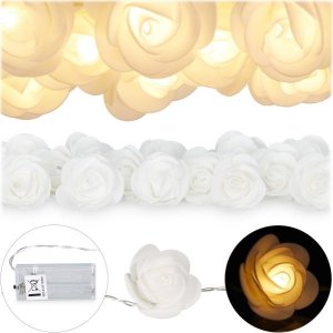 Lampki choinkowe H&S Decoration Girlanda świetlna lampki LED 3cm róże białe 1