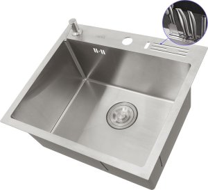 Zlewozmywak Onyx Zlew kuchenny nablatowy jednokomorowy stalowy Inox 45 cm Nett NS-5245 1