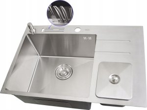 Zlewozmywak Mexen Zlewozmywak nablatowy kuchenny stalowy z ociekaczem Inox 70 cm Nett NS-7047 1