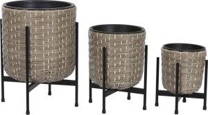 Bigbuy Home Zestaw doniczek Home ESPRIT Metal polipropylen Rattan 39 x 39 x 49 cm 1