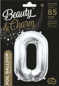 GoDan Balon foliowy B&C cyfra 0 srebrna 85cm 2