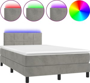 vidaXL vidaXL Łóżko kontynentalne z materacem i LED, jasnoszare, 120x190 cm 2