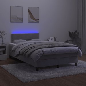 vidaXL vidaXL Łóżko kontynentalne z materacem i LED, jasnoszare, 120x190 cm 4