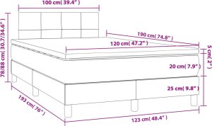 vidaXL vidaXL Łóżko kontynentalne z materacem, jasnoszare, 120x190 cm tkanina 9