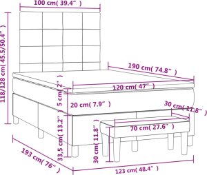 vidaXL vidaXL Łóżko kontynentalne z materacem, ciemnoniebieskie, 120x190 cm 10