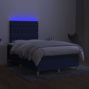 vidaXL vidaXL Łóżko kontynentalne z materacem, niebieskie 120x190 cm, tkanina 4