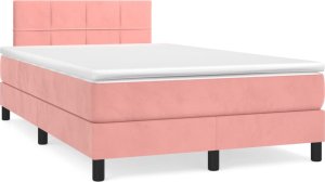vidaXL vidaXL Łóżko kontynentalne z materacem i LED, róż, 120x190 cm, aksamit 3