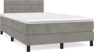 vidaXL vidaXL Łóżko kontynentalne z materacem i LED, jasnoszare, 120x190 cm 3