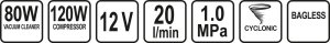 Odkurzacz ręczny Sthor ODKURZACZ SAMOCHODOWY 12V 80W Z KOMPRESOREM 13