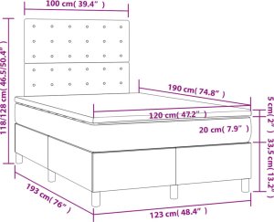 vidaXL vidaXL Łóżko kontynentalne z materacem, jasnoszare, 120x190 cm tkanina 9