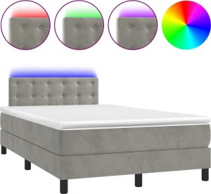 vidaXL vidaXL Łóżko kontynentalne z materacem i LED, jasnoszare, 120x190 cm 2