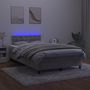 vidaXL vidaXL Łóżko kontynentalne z materacem i LED, jasnoszare, 120x190 cm 4