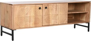 Bigbuy Home MebleTV Home ESPRIT Brązowy Czarny Metal Drewno akacjowe 145 x 40 x 52 cm 1