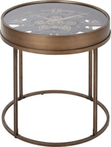 Bigbuy Home Stolik Home ESPRIT Czarny Złoty Metal Szkło 48 x 48 x 51 cm 1