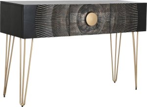 Bigbuy Home Konsola Home ESPRIT Czarny Złoty Metal Drewno mango 120 x 38 x 76 cm 1