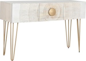 Bigbuy Home Konsola Home ESPRIT Biały Złoty Metal Drewno mango 120 x 38 x 76 cm 1