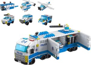 LeanToys Ciężarówka Policyjna Klocki Konstrukcyjne 6w1 Zestaw Policja Pojazdy 1000el 2