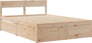 vidaXL vidaXL Łóżko z szufladami i materacem, 120x190 cm, lite drewno sosnowe 7