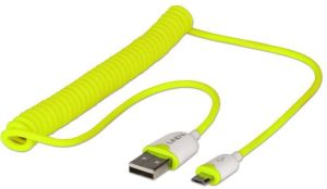 Kabel USB Lindy spiralny Typ A - Micro USB, 1.6m, żółty (30926) 1