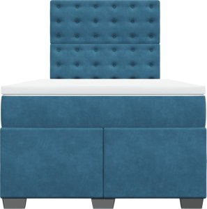 vidaXL Łóżko kontynentalne z materacem, niebieskie, 120x190cm, aksamit 4