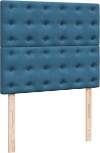 vidaXL Łóżko kontynentalne z materacem, niebieskie, 120x190cm, aksamit 8