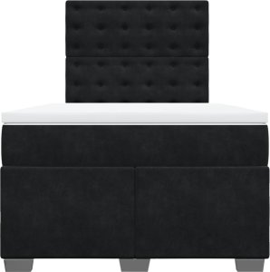 vidaXL Łóżko kontynentalne z materacem, czarne, 120x190 cm, aksamit 4