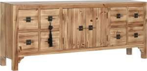 Bigbuy Home MebleTV Home ESPRIT Czarny Naturalny Jodła Drewno MDF 130 x 24 x 51 cm 1