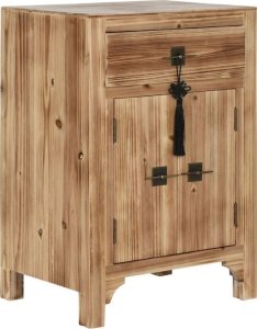 Bigbuy Home Stolik Nocny Home ESPRIT Czarny Naturalny Drewno świerkowe Drewno MDF 45 x 34 x 66 cm 1