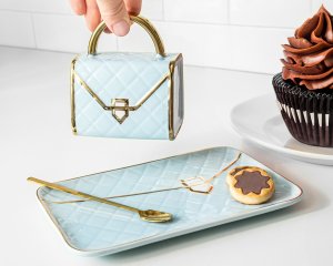 Gadget Master Zestaw kubek TOREBKA z podstawką i łyżeczką - MIĘTOWY 5