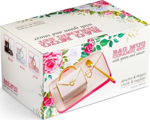 Gadget Master Zestaw kubek TOREBKA z podstawką i łyżeczką - MIĘTOWY 7