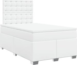 vidaXL vidaXL Łóżko kontynentalne z materacem, białe, 120x190 cm, ekoskóra 3