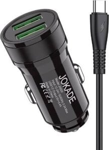 Ładowarka Kaku Ładowarka Samochodowa 5V/3.4A (2x USB) + Kabel (USB - USB-C) Jokade Fengchen Smart Dual Port Car Charger Set (JH010) czarny 1