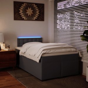 vidaXL vidaXL Łóżko kontynentalne z materacem, szare, 120x190 cm, ekoskóra 5