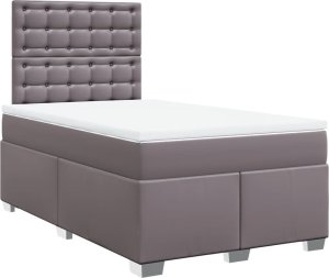 vidaXL vidaXL Łóżko kontynentalne z materacem, szare, 120x190 cm, ekoskóra 4