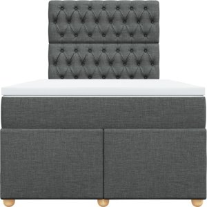 vidaXL Łóżko kontynentalne z materacem, ciemnoszare, 120x190cm tkanina 4