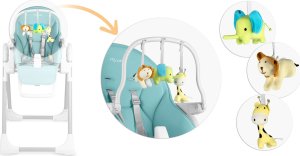 Ricokids Krzesełko do karmienia ze stolikiem, leżaczek Belo niebieskie + pałąk z zabawkami 4