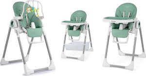Ricokids Krzesełko do karmienia ze stolikiem, leżaczek Belo zielone + pałąk z zabawkami 11