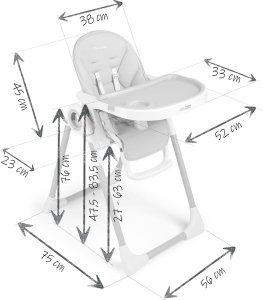 Ricokids Krzesełko do karmienia ze stolikiem, leżaczek Belo szare + pałąk z zabawkami 12