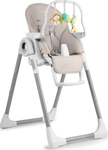 Ricokids Krzesełko do karmienia ze stolikiem, leżaczek Belo szare + pałąk z zabawkami 3