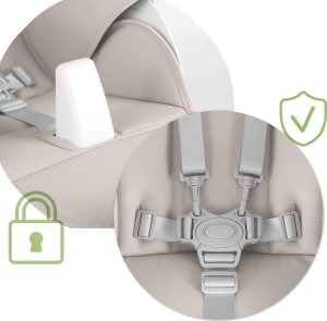 Ricokids Krzesełko do karmienia ze stolikiem, leżaczek Belo szare + pałąk z zabawkami 5