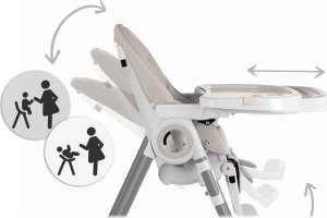 Ricokids Krzesełko do karmienia ze stolikiem, leżaczek Belo szare + pałąk z zabawkami 8