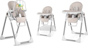 Ricokids Krzesełko do karmienia ze stolikiem, leżaczek Belo szare + pałąk z zabawkami 10