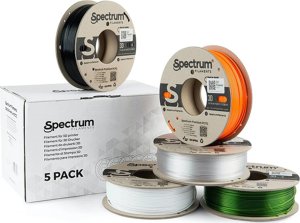 Długopis 3D Spectrum Spectrum 3D filament, Premium PCTG, 1,75mm, 5x250g, 80751, mix Arctic White, Traffic Black, Pure Orange, Transparent Green, Premiu 1